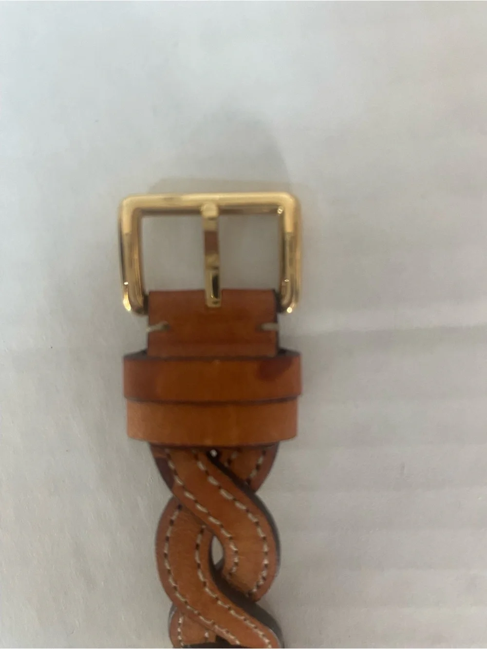 Tory Burch Braided Tan Leather Strap Watch with Gold Case